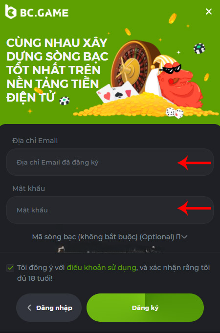 Đăng ký tài khoản BC.Game